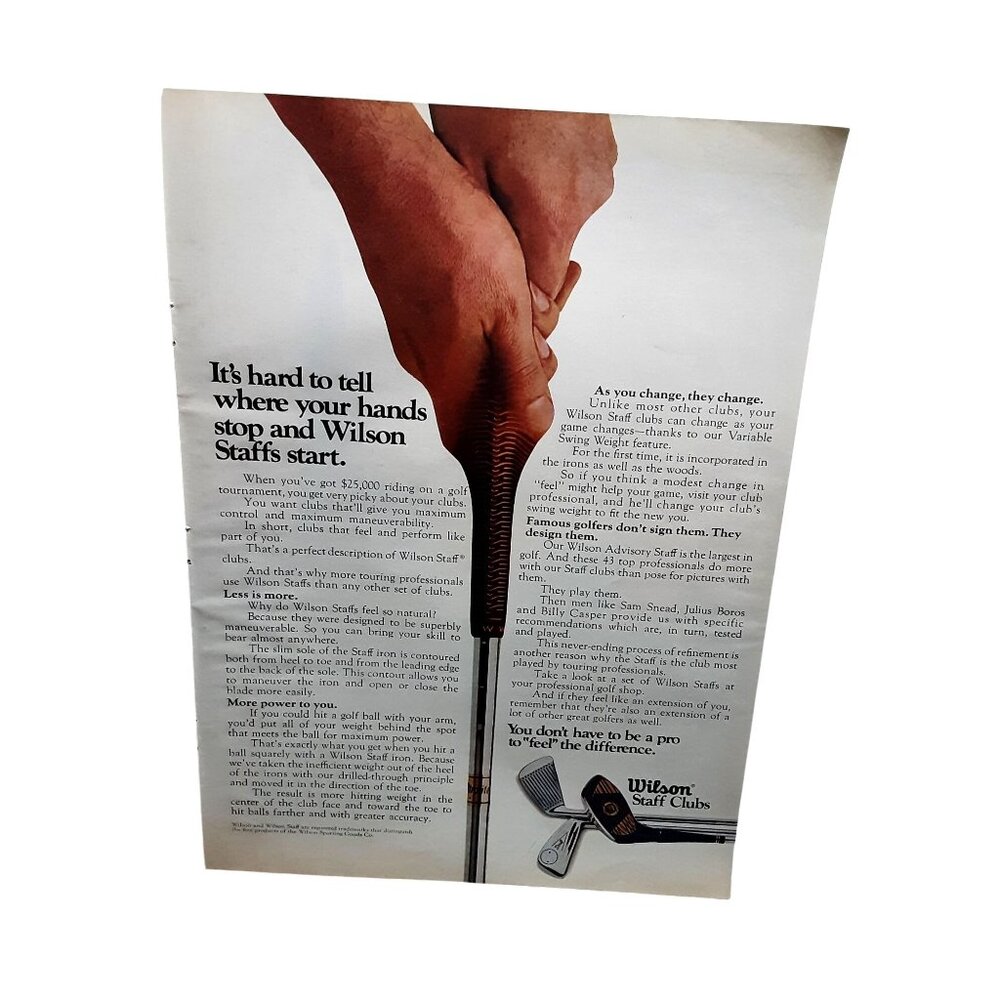 1973 Wilson Staff Irons Golf Ad Vintage PGA Style Print